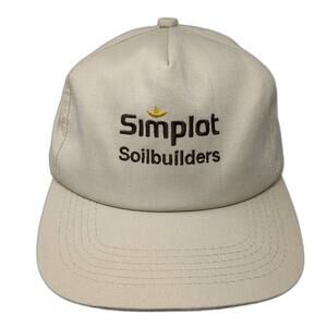 Simplot Soilbuilders Snapback 5 Panel Cap Beige OS Embroidered Vintage